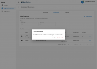 Slet invitation under 'Medlemmer'