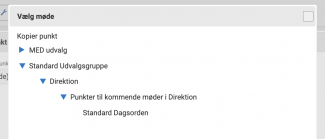 Vælg hvor mødet skal kopieres til