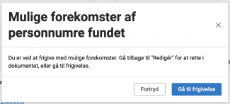 Frigiv på trods af mulige forekomster