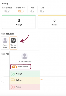 Toggle the slider next to 'Not present'.