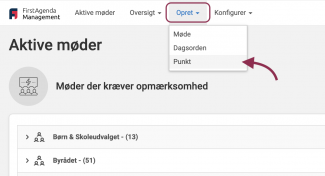 Klik på Opret og på Punkt
