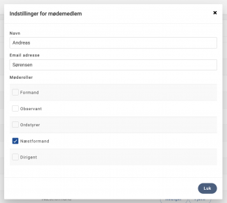 Indstillinger for mødemedlem