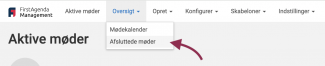 Klik på Afsluttede møder