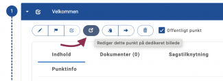 Klik på ikonet 'Rediger dette punkt på dedikeret billede'