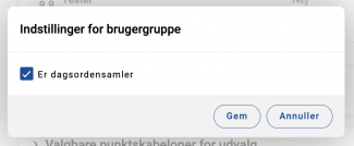 Gør brugergruppe til dagsordensamler