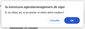 Er du sikker på at du vil slette brugeren, skal du trykke OK