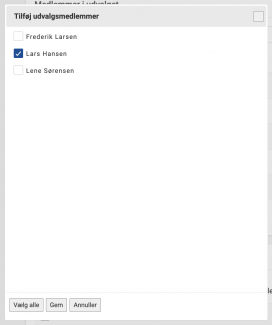 Vælg hvilke udvalgsmedlemmer du vil tilføje