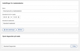 Indstillinger for mødeskabelon