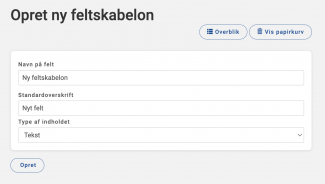 Angiv oplysninger om felt