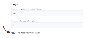 Toggle the switch next to two-factor login.