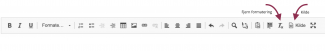 Knapperne 'Fjern formatering' og 'kilde'