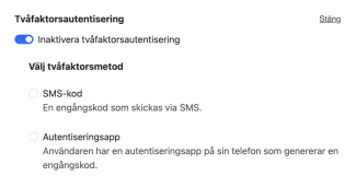 Det finns två metoder för tvåfaktorsinloggning