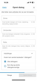 Vælg hvem der kan sende beskeder i en dialog