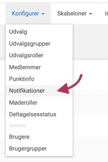 Klik på Konfigurer og derefter på Notifikationer