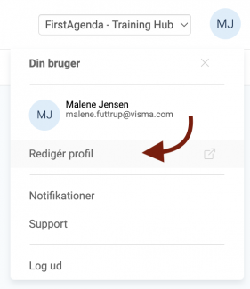 Klik på 'Rediger profil'