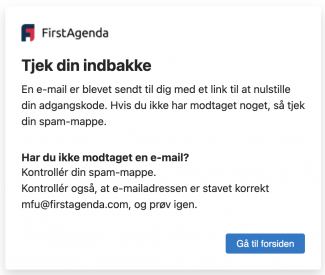 Tjek din e-mail indbakke og tryk på linket i mailen