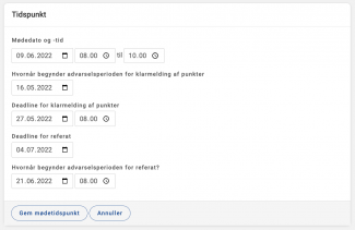 Tidspunkt for møde