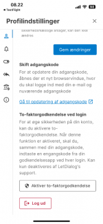 Tryk på knappen to-faktor-godkendelse