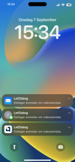Notifikation omkring deltager anmoder om videosamtale