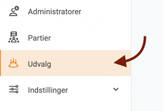 Klik på Udvalg i venstremenuen