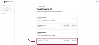 Choose between all your organisations