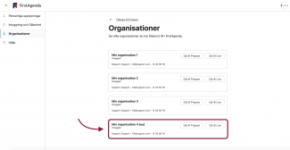 Se översikt över organisationer och välj en från en annan miljö – Binero eller Amazon.