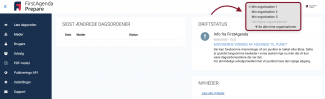 Benyt dropdown-menu til at se alle organisationer
