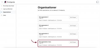 Her kan du se en oversigt over alle dine organisationer