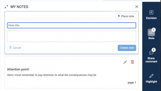 Click 'Create note' in the right menu to create a note